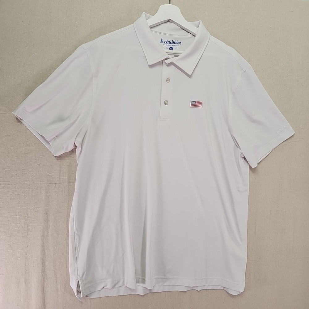 Chubbies Mr. Fantastic Men's XL White USA Flag Performance Golf Polo Extra Large